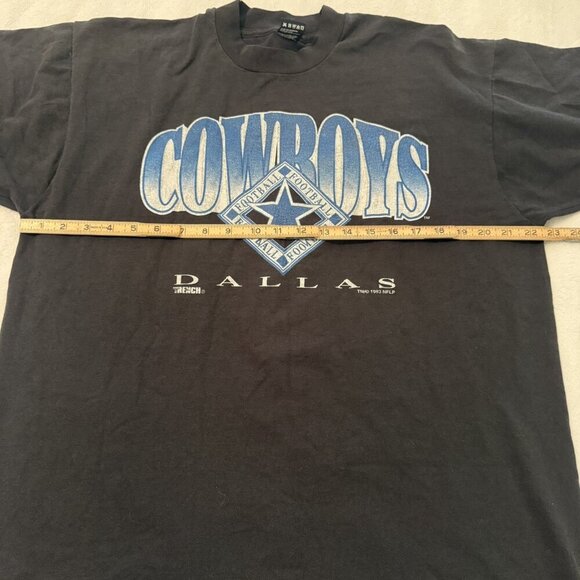 Vintage 1993 Trench Dallas Cowboys Soft Black T Shirt Size XL NFL Football - Picture 6 of 13